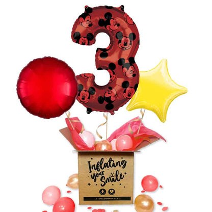 Red Disney Mickey Mouse Number 3 Balloon Delivery