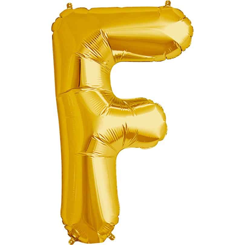 Gold Letter F Helium Filled - 34"