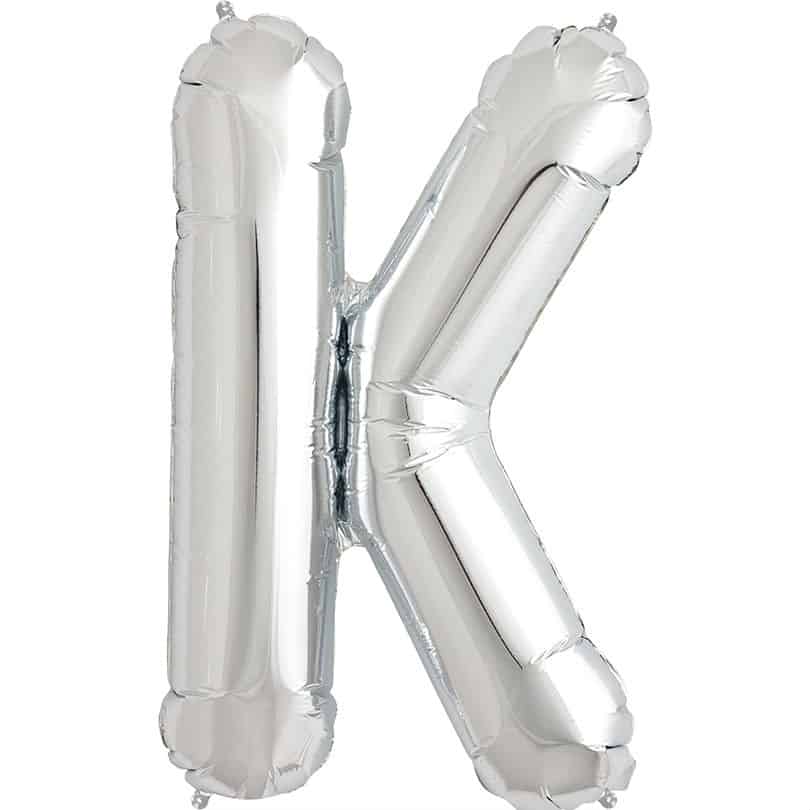 Silver Letter K Helium Filled - 34"