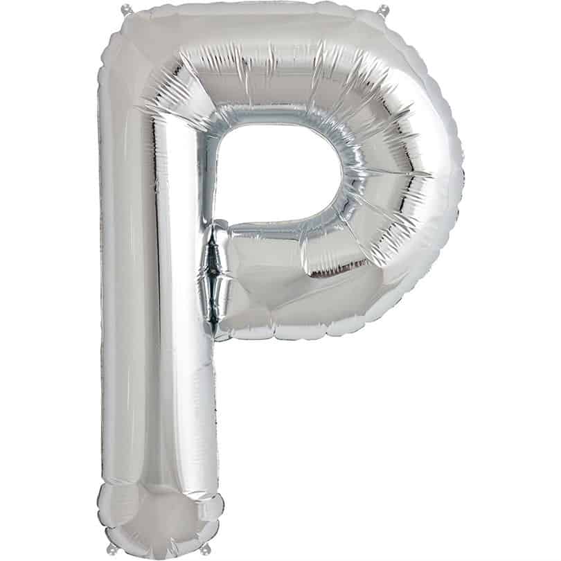 Silver Letter P Helium Filled - 34"