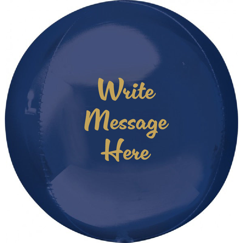 Round Shaped Personalised Orb Balloon - Navy