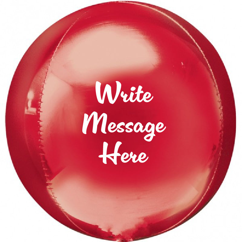 Round Shaped Personalised Orb Balloon - Red