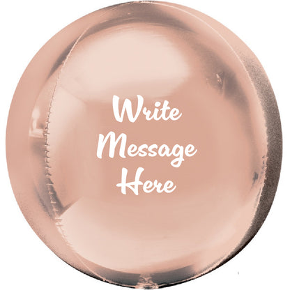 Round Shaped Personalised Orb Balloon - Rose Gold