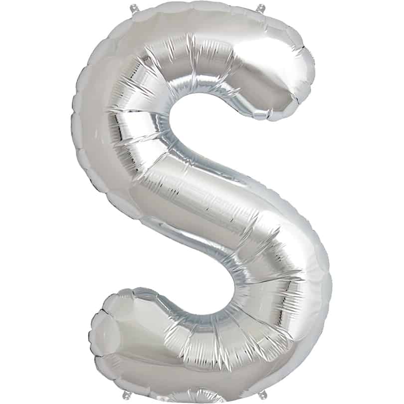 Silver Letter S Helium Filled - 34"