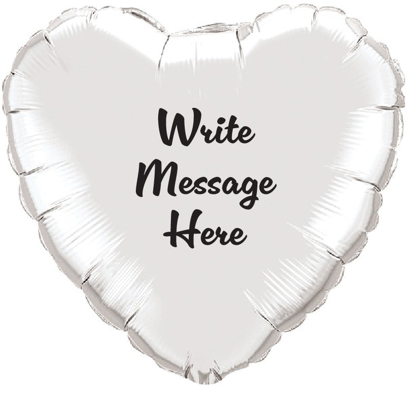 Heart Shaped Personalised Balloon - Silver
