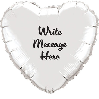 Heart Shaped Personalised Balloon - Silver