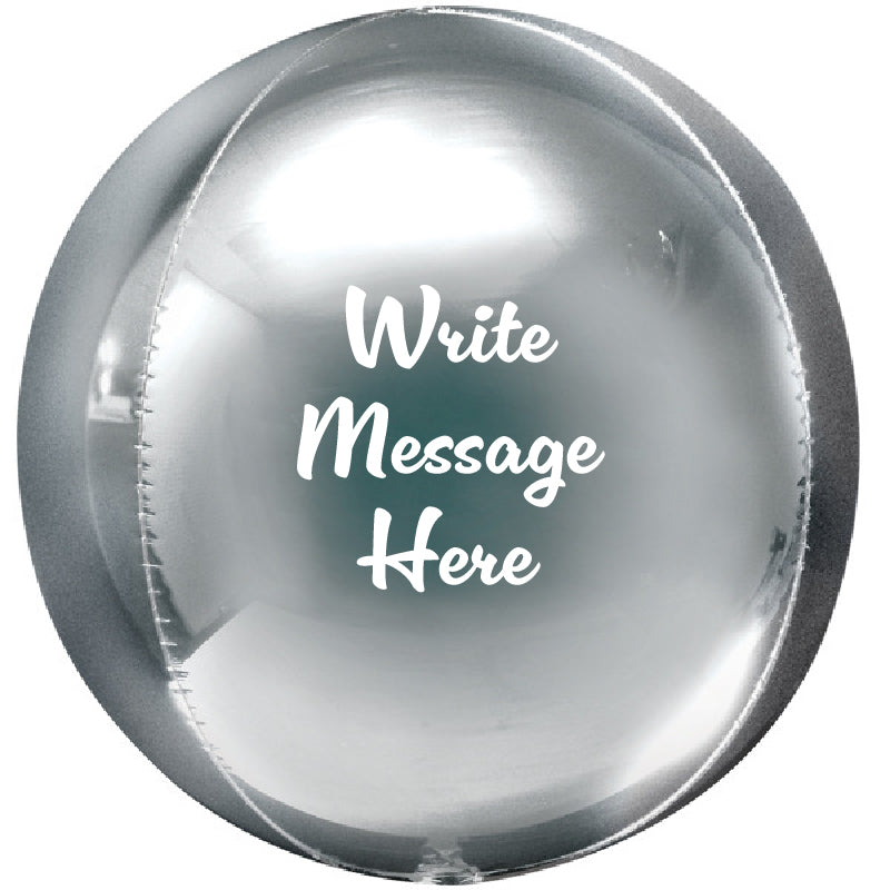 Round Shaped Personalised Orb Balloon - Silver