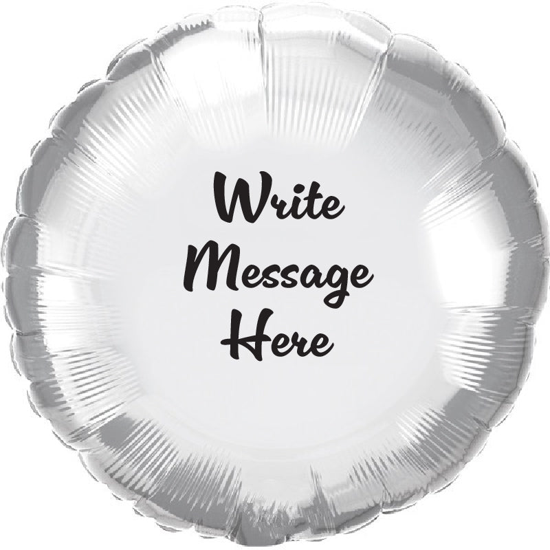 Round Shaped Personalised Balloon - Silver