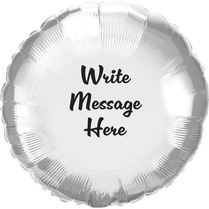 Round Shaped Personalised Balloon - Silver