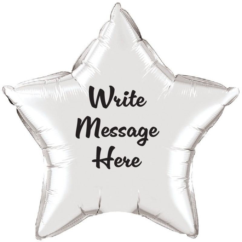 Star Shaped Personalised Balloon - Silver
