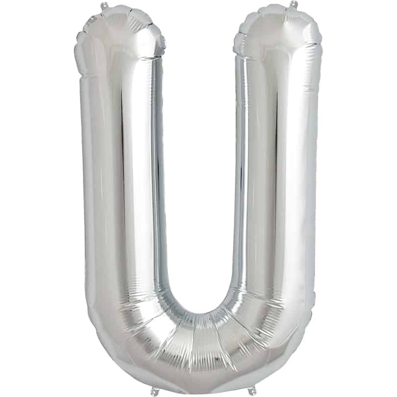 Silver Letter U Helium Filled - 34"