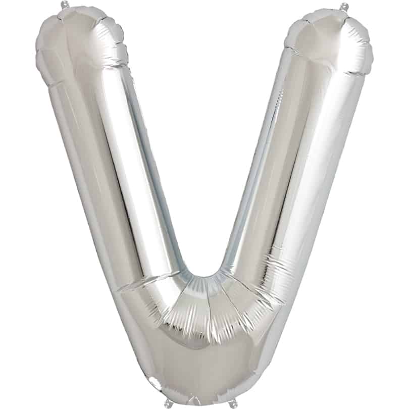 Silver Letter V Helium Filled - 34"