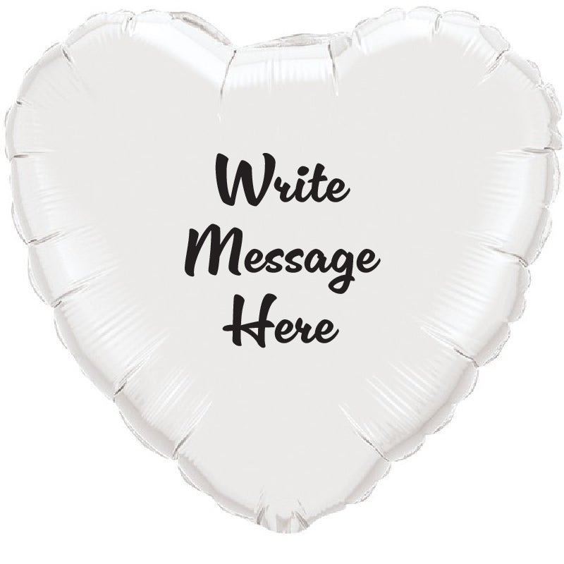 Heart Shaped Personalised Balloon - White