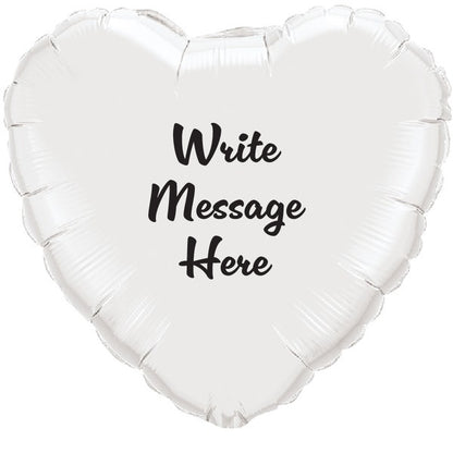 Heart Shaped Personalised Balloon - White