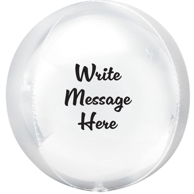 Round Shaped Personalised Orb Balloon - White