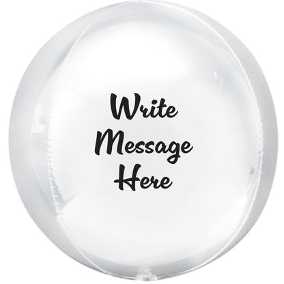 Round Shaped Personalised Orb Balloon - White
