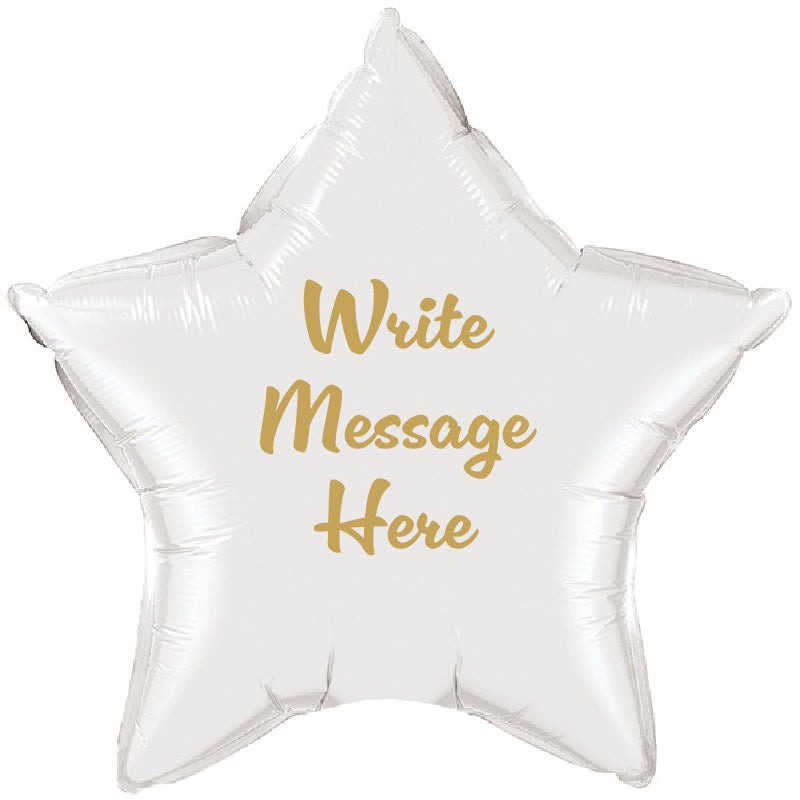 Star Shaped Personalised Balloon - White